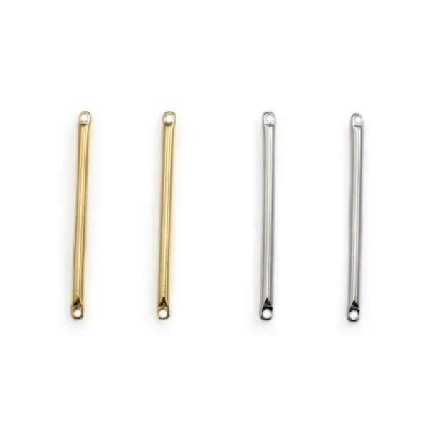 Intercalaire en forme de tube 1.5x30mm, plaqué par "flash" or sur laiton x 6pcs