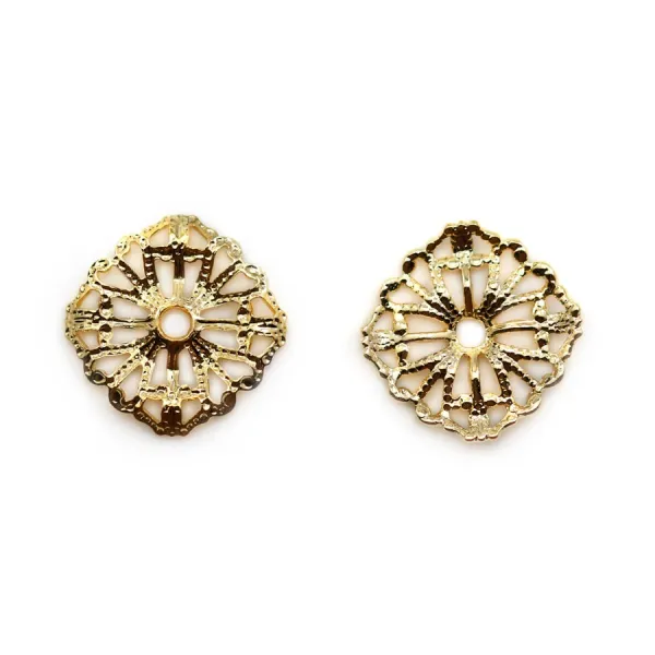 Intercalaires ajourés carré en "flash" or 13mm x 4pcs