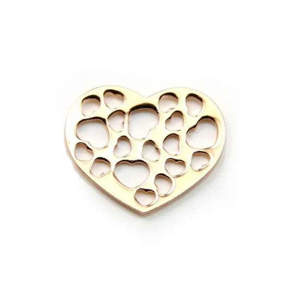 Intercalaire Coeur Ajourée Plaqué par "flash" or sur laiton 18.5x22.7mm x 4pcs