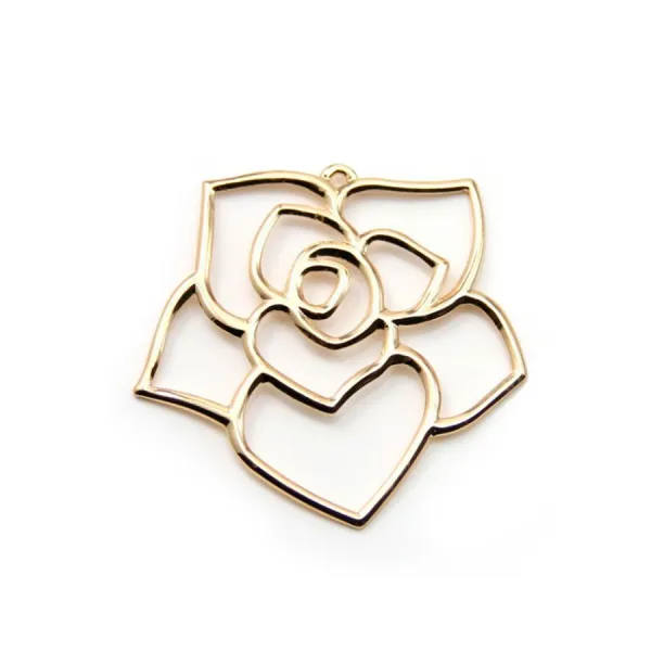Camellia by "flash" Gold on brass  35mm x 1pc