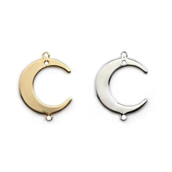 Intercalaire en forme de lune, plaqué par "flash" or sur laiton 16.5x18mm x 4pcs