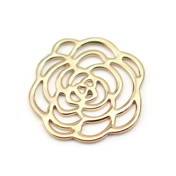 Camellia by "flash" Gold on brass  15mm x 1pc