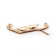  Birds on a branch by "flash" Gold on brass 5x25mm x1pc