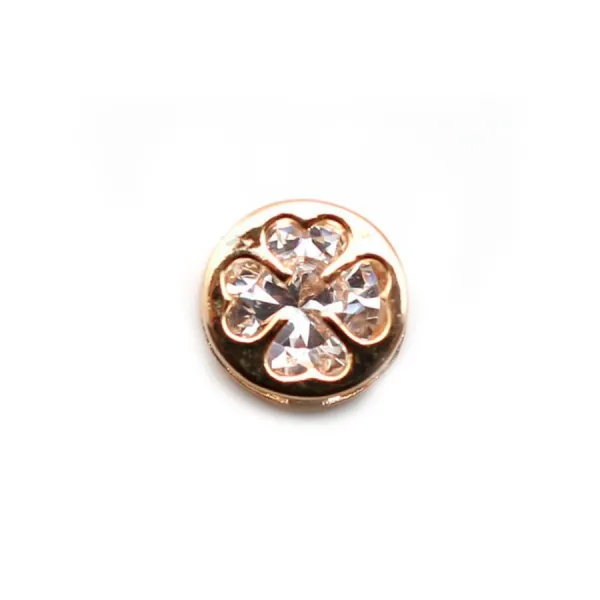Intercalaire trèfle zirconium doré sur laiton 8mm x 2pcs