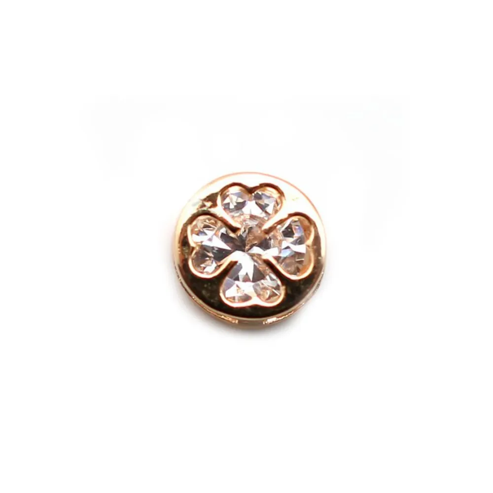 Intercalaire trèfle zirconium doré sur laiton 8mm x 2pcs