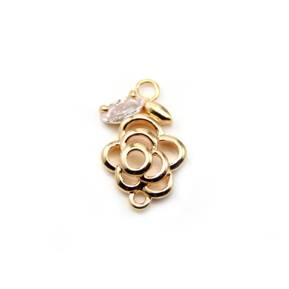 Intercalaire Fleur avec le oxyde de zirconium Plaqué par "flash" or sur laiton 10x16.6mm x 1pc