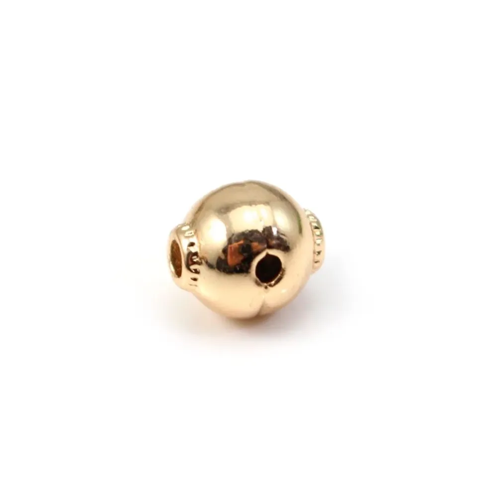 Boule intercalaire 3 perçages, Plaquée par "flash" or sur laiton 1.8x8mm x 1pc