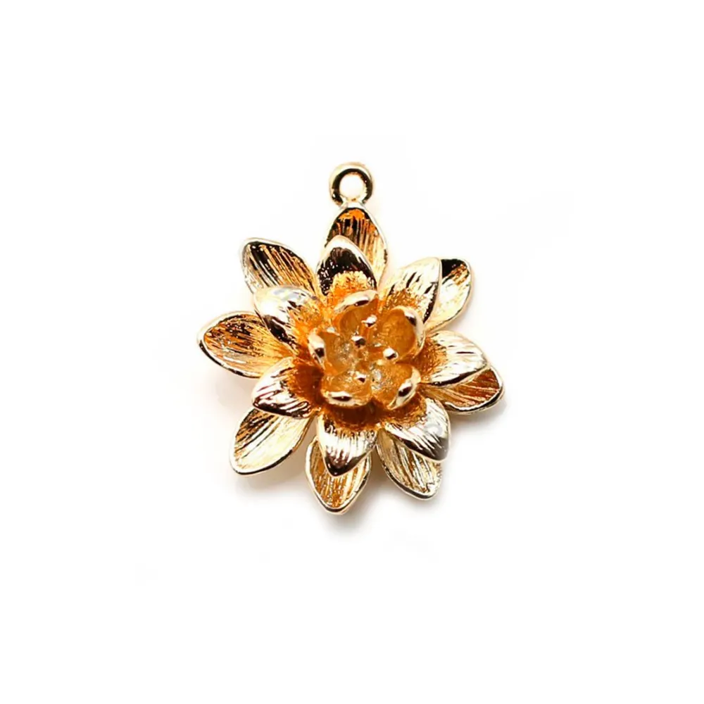 Intercalaire fleur  plaqué par "flash" or sur laiton 16x19mm x 2pcs
