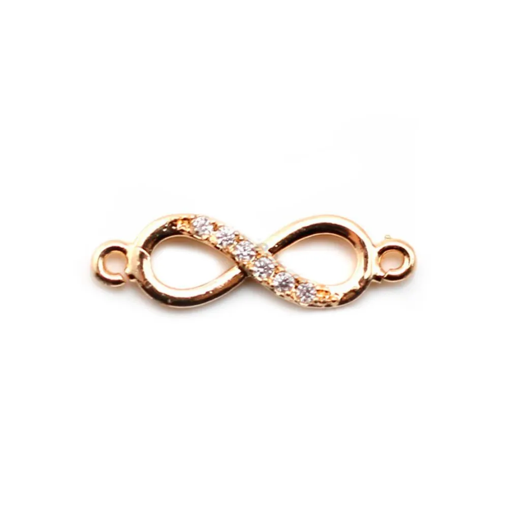 Infinity with zirconium  by "flash" gold on brass 5x17mm x 2pcs