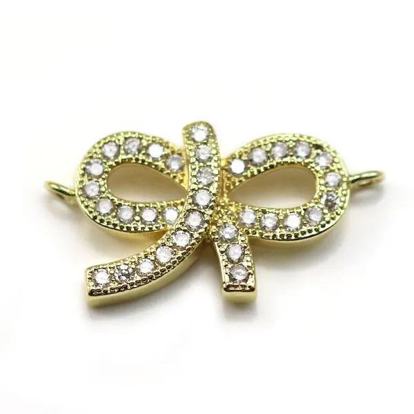  knot with oxides of zirconium by "flash" Gold pink on brass 13x27mm  x 1pc