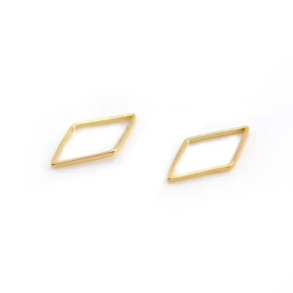 Intercalary in the shape of a rhombus 23x14mm, plated by "flash" gold on brass x 4pcs