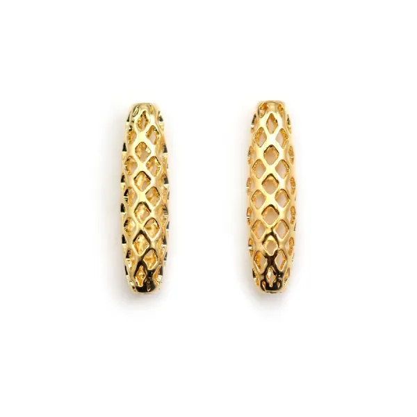 Tube plated filigreed by "flash" Gold on brass 5.5x21mm x 2pc