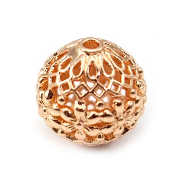 Boule ajourée  dorée sur laiton 14mm x 1pc