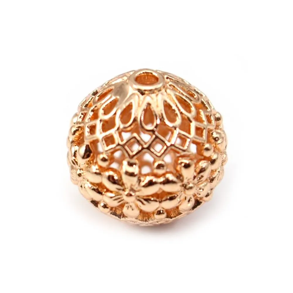 Boule ajourée  Plaquée par "flash" or sur laiton 14mm x 1pc