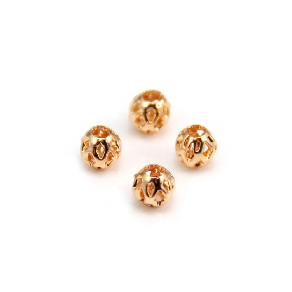 Perles ajourée plaqué par "flash" or sur laiton 3.5mm x10pcs
