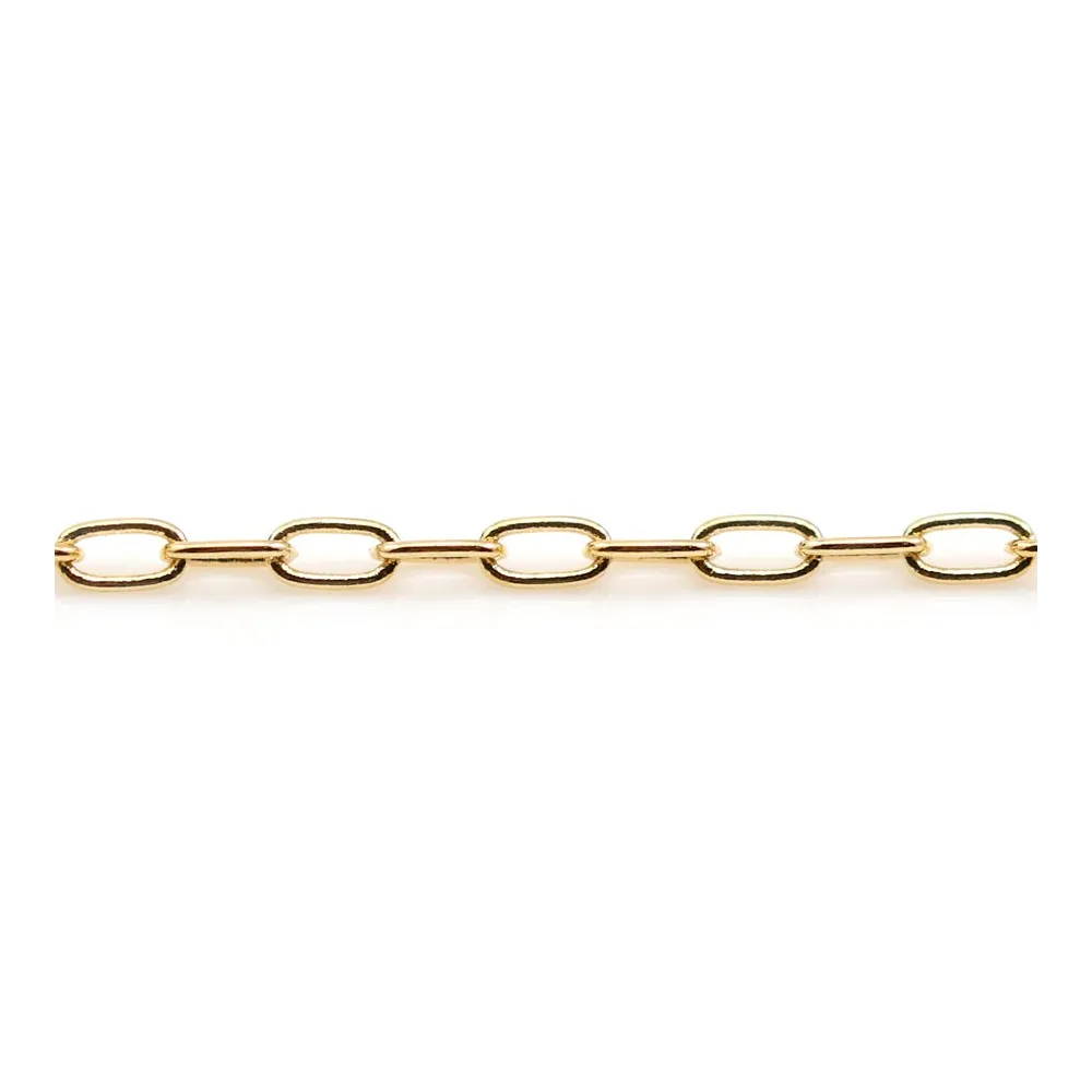 Chaîne ovale plaqué par "flash" or sur laiton 2x3.9mm x 1m