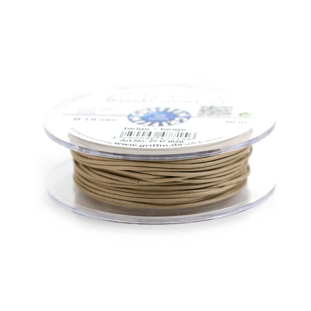 Cordonnet coton ciré beige 1mm  x 20m