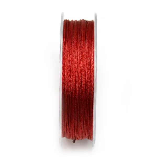 Fil polyester de couleur rouge pailleté 0.8mm x 29m