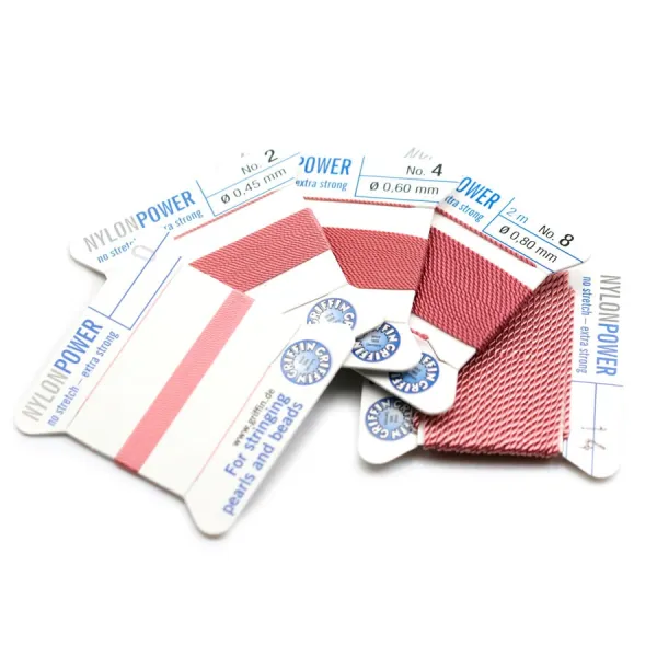 Fil power nylon avec aiguille inclus, de couleur rose foncé x 2m