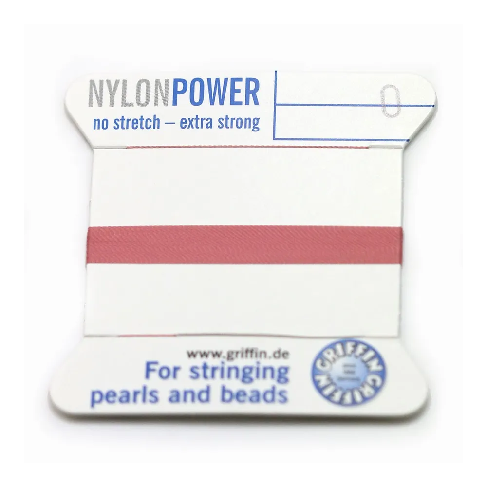 Fil power nylon avec aiguille inclus, de couleur rose foncé x 2m
