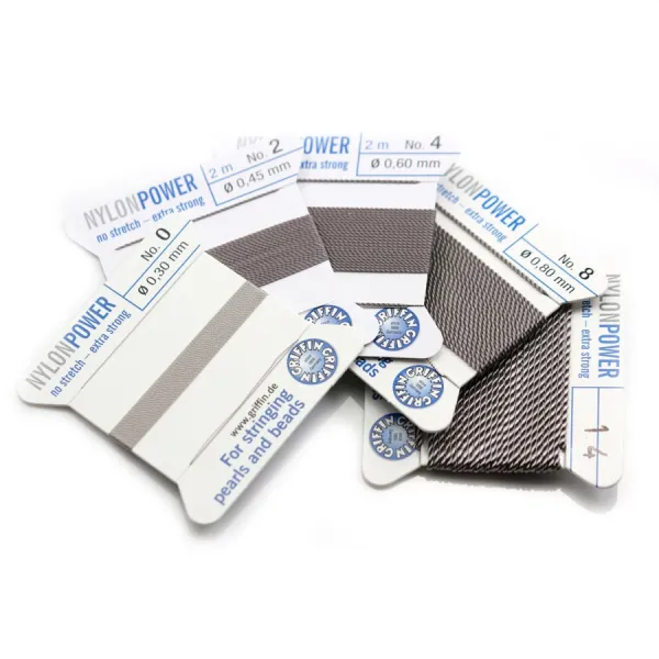 Nylon power wire with needle included, in gray color x 2m