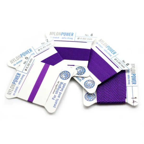 Nylon power wire with needle included, in violet color x 2m