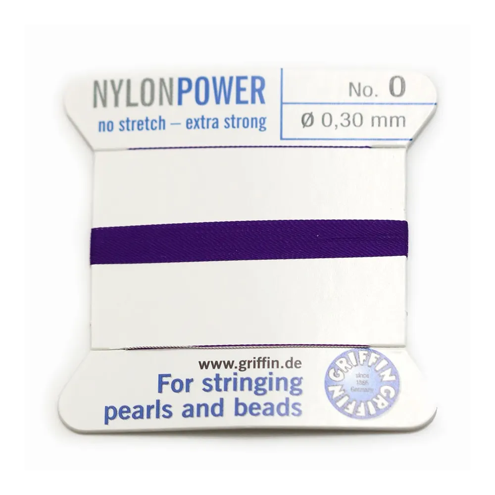 Fil power nylon avec aiguille inclus, de couleur violette x 2m