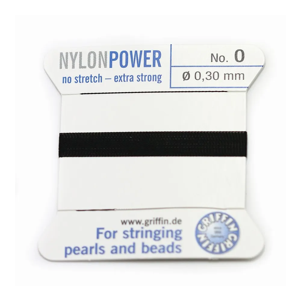 Fil power nylon avec aiguille inclus, de couleur noire x 2m