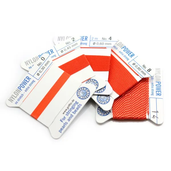 Fil power nylon avec aiguille inclus, de couleur rouge orangé x 2m