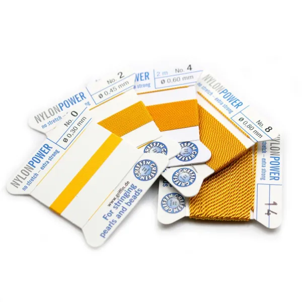 Nylon power wire with needle included, in mustard color x 2m