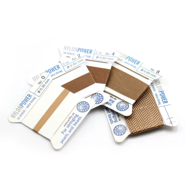 Fil power nylon avec aiguille inclus, de couleur beige x 2m