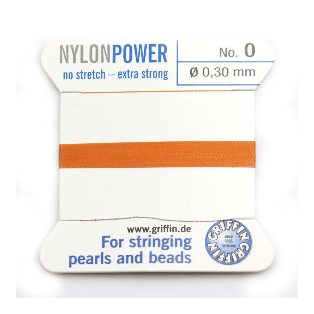 Fil power nylon avec aiguille inclus, de couleur cornaline x 2m