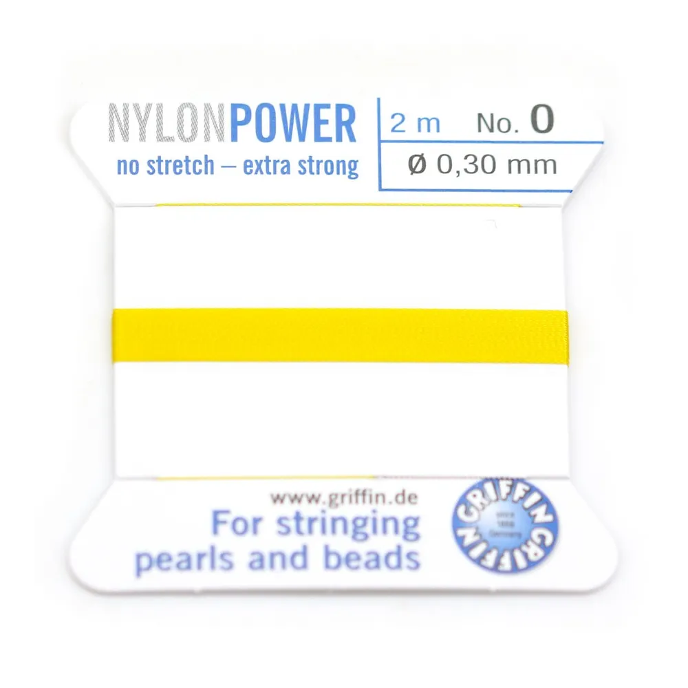Fil power nylon avec aiguille inclus, de couleur jaune claire x 2m