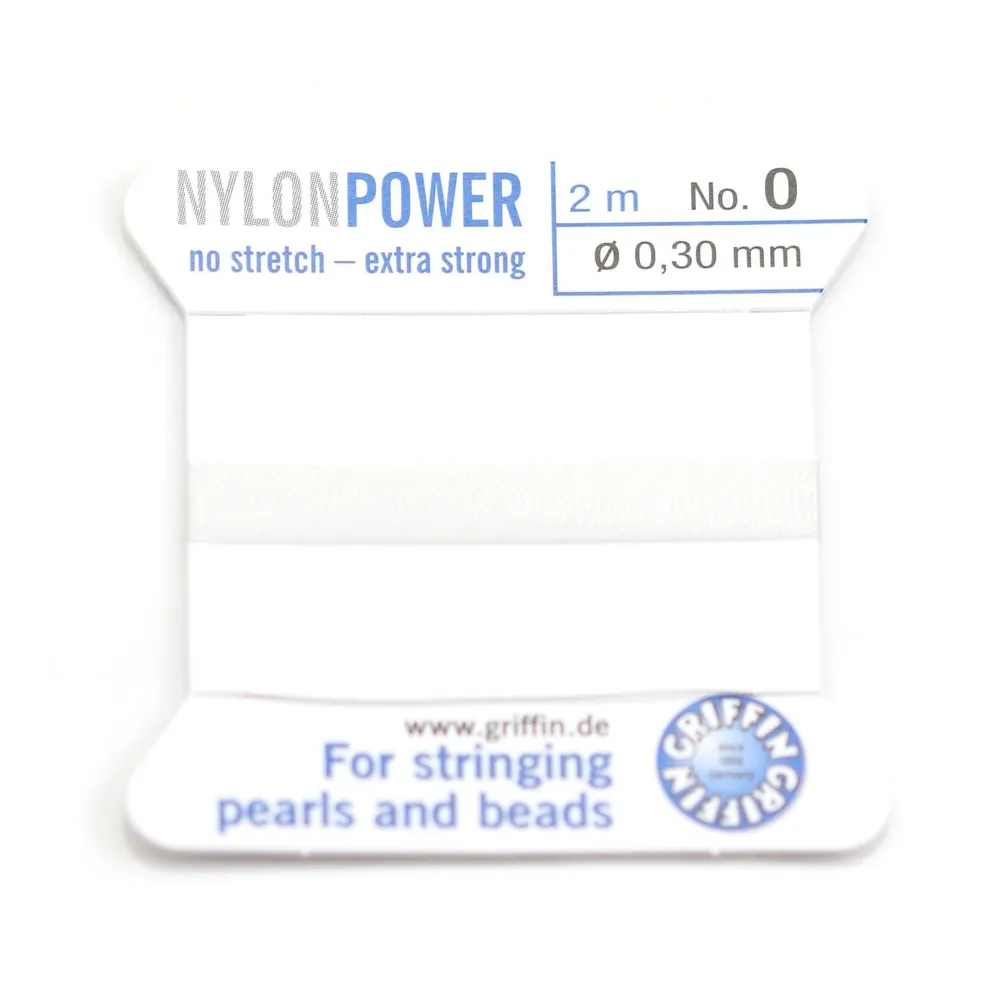Fil power nylon avec aiguille inclus, de couleur blanc x 2m