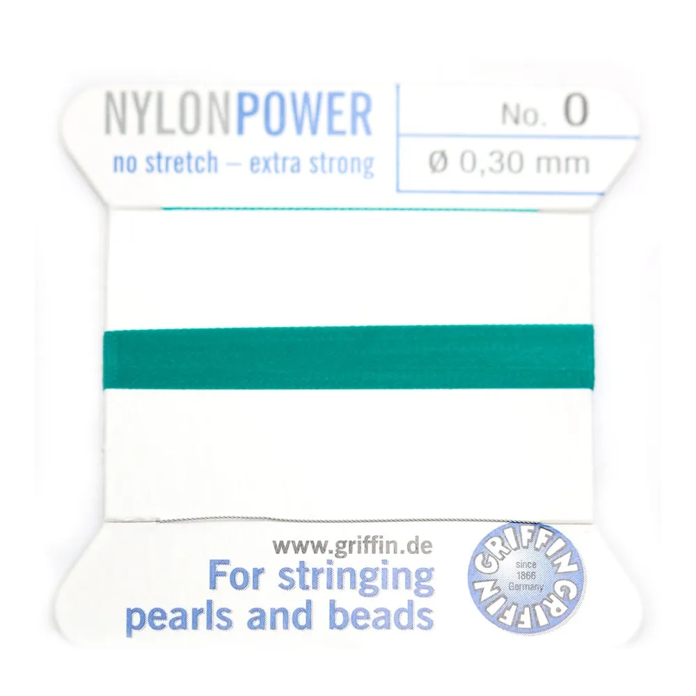 Fil power nylon avec aiguille inclus, de couleur vert x 2m