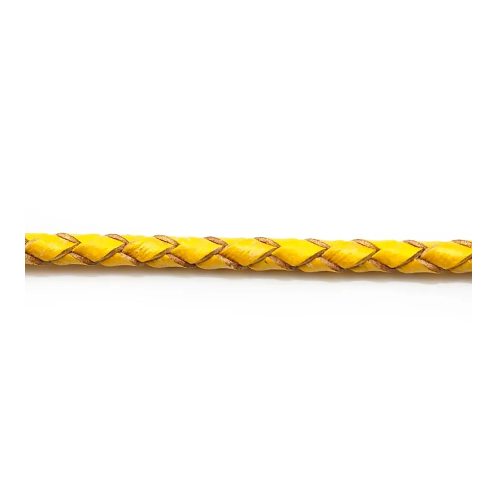 Cordon cuir tressé dorée claire 3.0mm x 50cm
