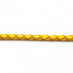 Golden Braided leather cord 3.0mm  x 50cm