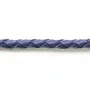 Bleu guède Braided leather cord 4.0mm  x 50cm