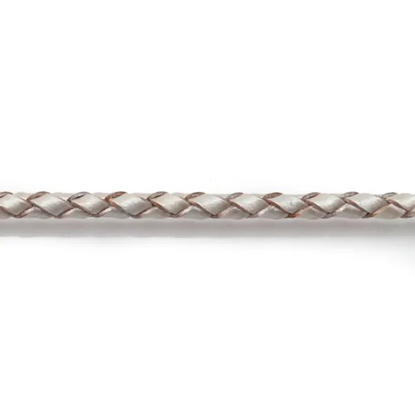 Cordon cuir tressé gris claire 3.0mm x 50cm