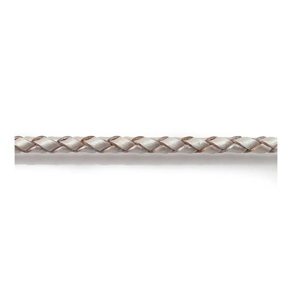 Light gray braided leather cord 3.0mm  x 50cm