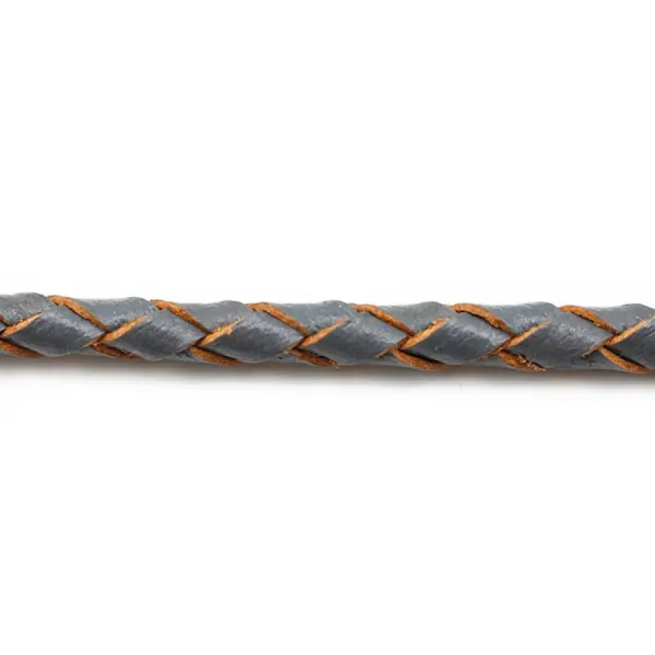 Cordon cuir tressé bleu nuit 3.0mm x 50cm