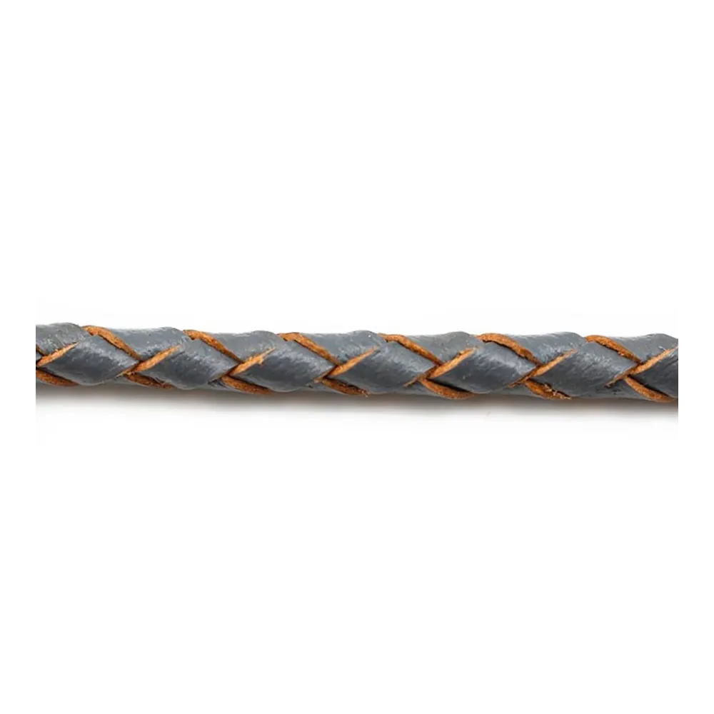 Cordon cuir tressé bleu nuit 3.0mm x 50cm
