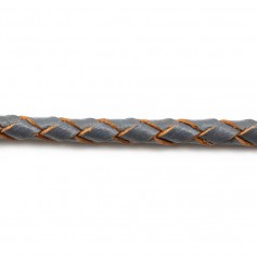 Midnight bleu Braided leather cord 3.0mm  x 50cm