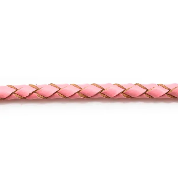 Cordon cuir tressé Rose 3.0mm x 50cm