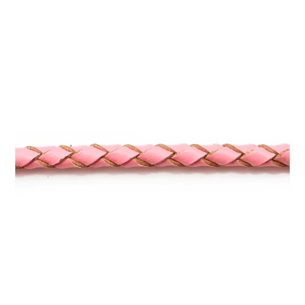Cordon cuir tressé Rose 3.0mm x 50cm