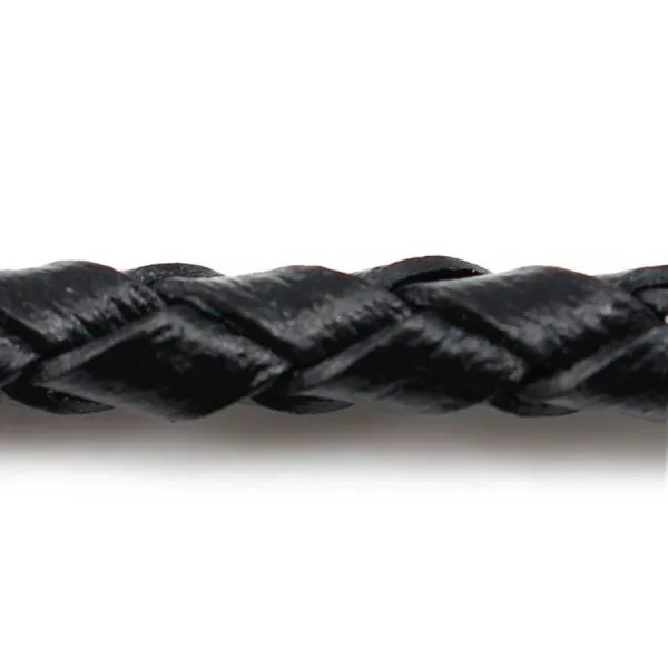 Black Braided leather cord 6.0mm  x 50cm