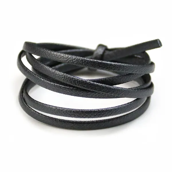 Cuir synthétique, de forme plate, de couleur noire, 3mm x 90cm