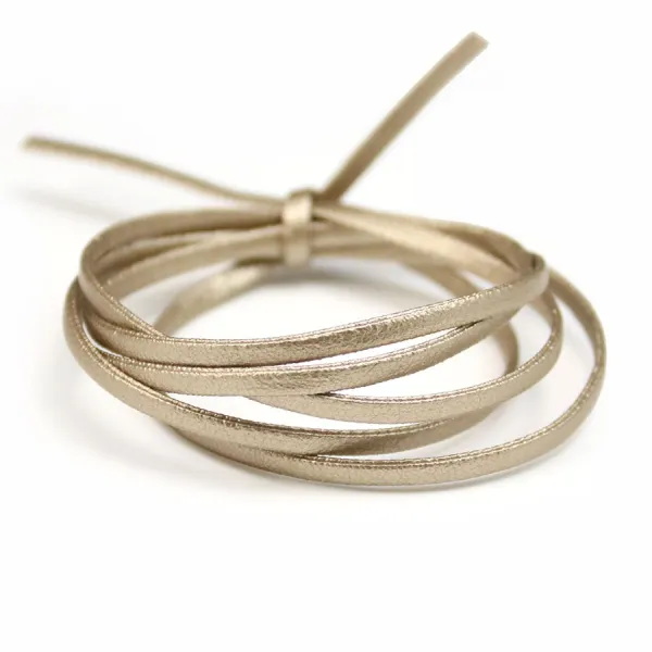 Cuir synthétique, de forme plate, de couleur champagne, 3mm x 90cm
