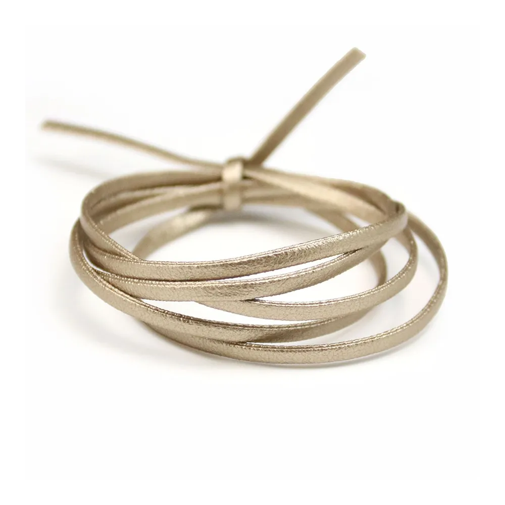 Cuir synthétique, de forme plate, de couleur champagne, 3mm x 90cm
