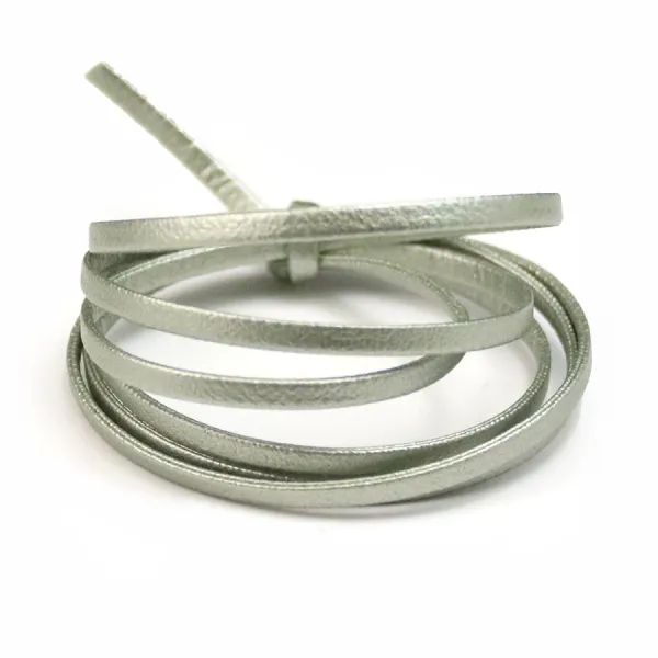 Synthetic leather, in flat shape, in green gray color, 3mm x 90cm